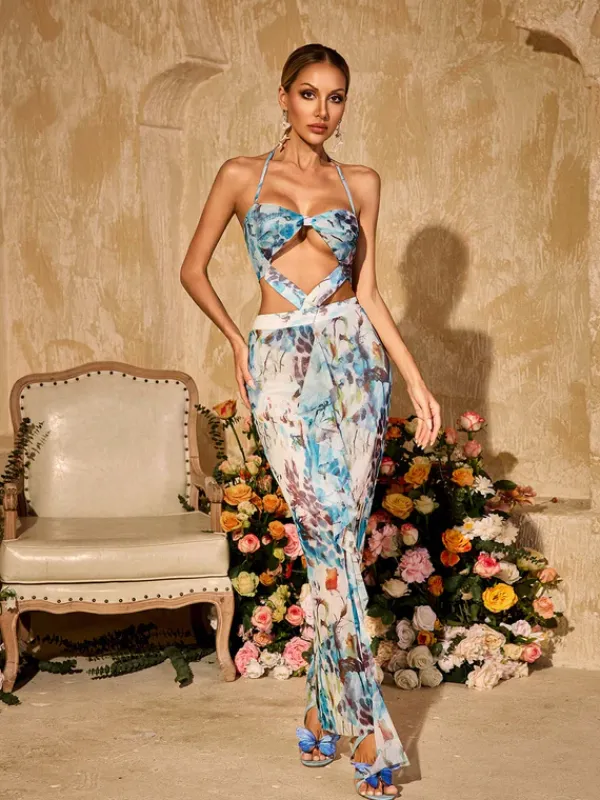 Dresses|Maxi Dresses*Mew Mews Fashion Ulyxar Halterneck Floral Maxi Dress