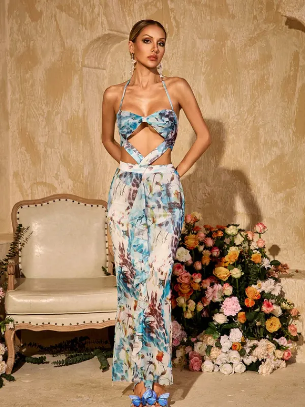 Dresses|Maxi Dresses*Mew Mews Fashion Ulyxar Halterneck Floral Maxi Dress