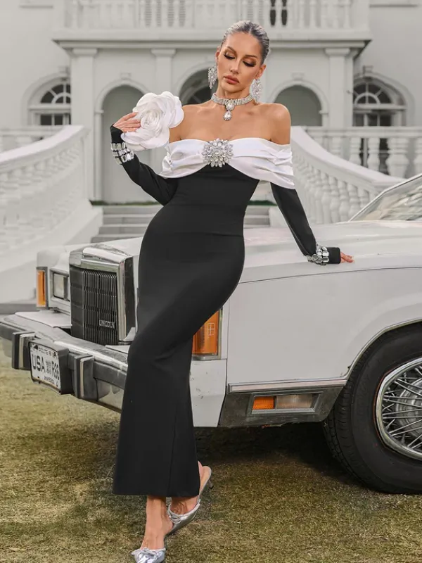 Dresses|Maxi Dresses*Bandage Uvandra Off Shoulder Crystal Maxi Dress