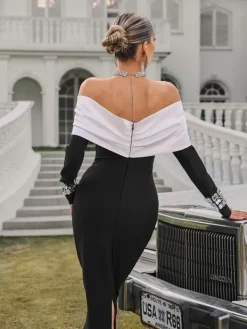 Dresses|Maxi Dresses*Bandage Uvandra Off Shoulder Crystal Maxi Dress
