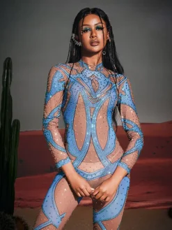 Embellishment*Embellishment Vasco Printed Rhinestone Jumpsuit