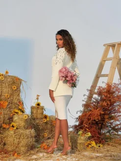 Coats & Jackets|Blazers*Mew Mews Fashion Vasil Rhinestone Embellished Blazer In White