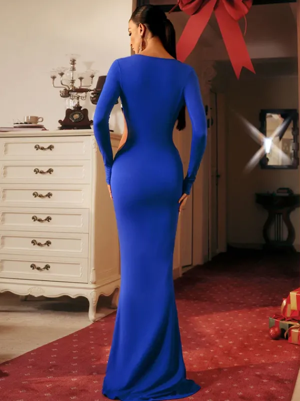 Dresses|Maxi Dresses*Mew Mews Fashion Vernon Long Sleeve Cutout Maxi Dress In Blue