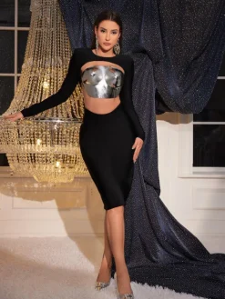 Armor Tops|Dresses*Bandage Veto Long Sleeve Cutout Dress