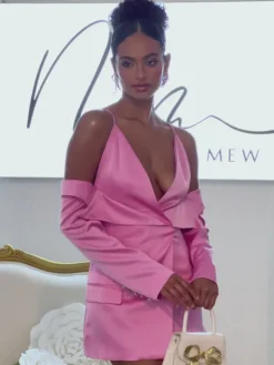 Coats & Jackets|Blazers*Mew Mews Fashion Vila Plunge Draped Satin Blazer