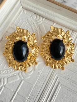 Earrings*Mew Mews Fashion Visen Leaf Embellished Earrings