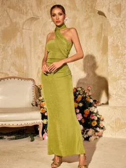 Dresses|Maxi Dresses*Mew Mews Fashion Vyxaris Strapless Ruched Draped Maxi Dress