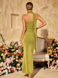 Dresses|Maxi Dresses*Mew Mews Fashion Vyxaris Strapless Ruched Draped Maxi Dress