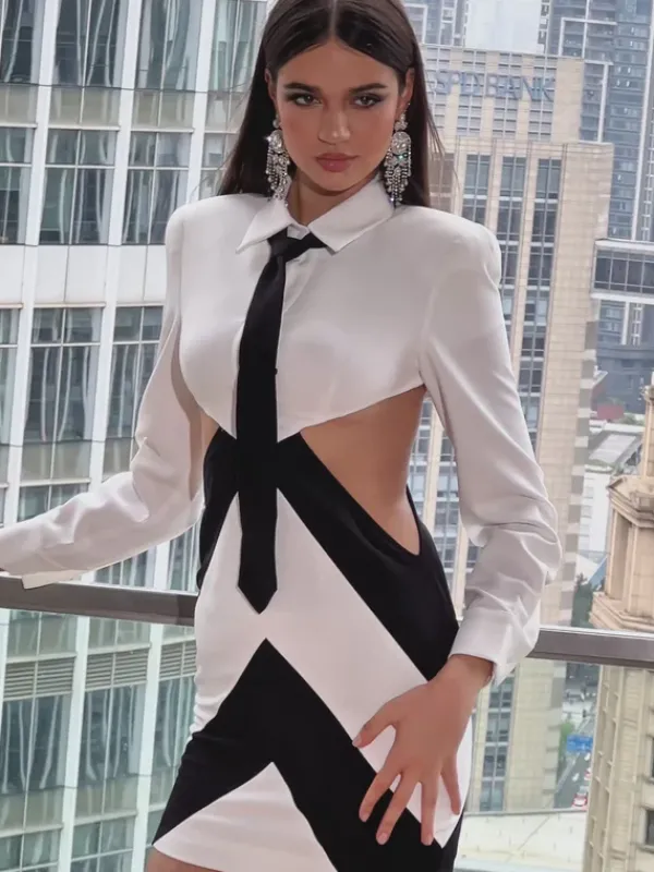 Dresses|Mini Dresses*Mew Mews Fashion Wambach Folded Collar Cutout Mini Dress