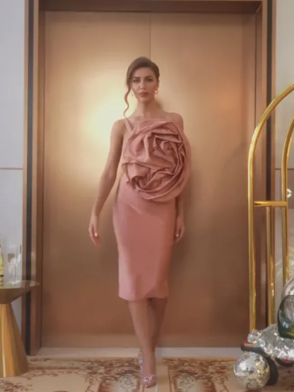 Dresses*Mew Mews Fashion Wells Satin Ruched Flower Midi Dress