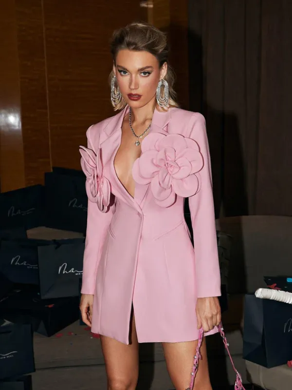 Dresses|Mini Dresses*Mew Mews Fashion Wiwi Flower Embellished Blazer Dress