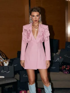 Dresses|Mini Dresses*Mew Mews Fashion Wiwi Flower Embellished Blazer Dress
