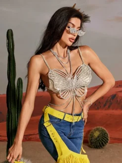 Tops*Mew Mews Fashion O/S Wompa Butterfly Crystal Bralette