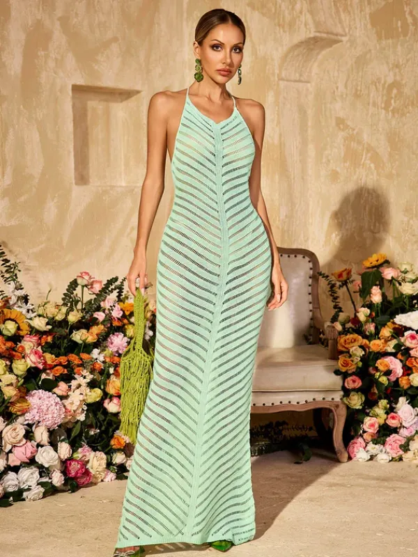 Dresses|Maxi Dresses*Mew Mews Fashion Wrythas Halterneck Cutout Knitted Maxi Dress