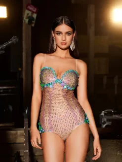Bodysuits|Tops*Embellishment Wynter Spaghetti Rhinestone Bodysuit