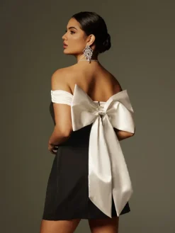 Dresses|Mini Dresses*Mew Mews Fashion Xylia Off Shoulder Bow Mini Dress