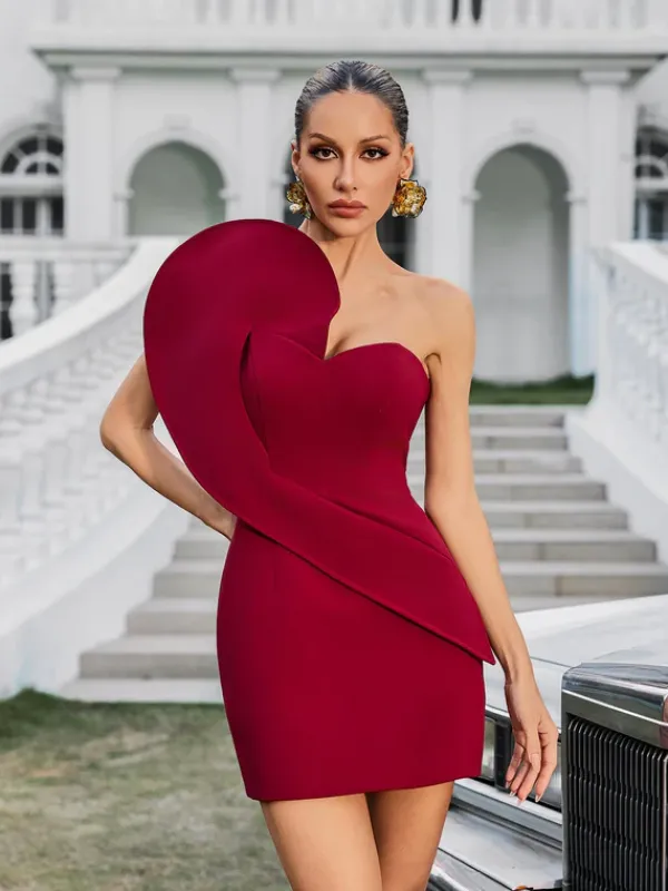 Dresses|Mini Dresses*Mew Mews Fashion Xyphira One Shoulder Heart Mini Dress