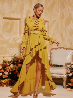 Dresses|Maxi Dresses*Mew Mews Fashion Yakov Ruffle Tiered Cutout Maxi Dress