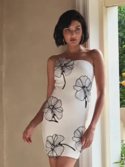 Dresses|Mini Dresses*Bandage Yeni Strapless Flower Crystal Dress