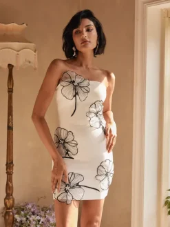 Dresses|Mini Dresses*Bandage Yeni Strapless Flower Crystal Dress