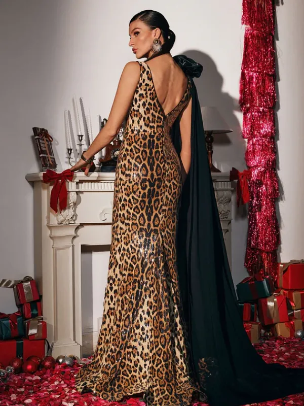 Dresses|Maxi Dresses*Mew Mews Fashion Yenphan Leopard Sequin Maxi Dress