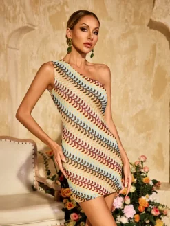 Dresses|Mini Dresses*Mew Mews Fashion Yvoryth One Shoulder Knitted Mini Dress