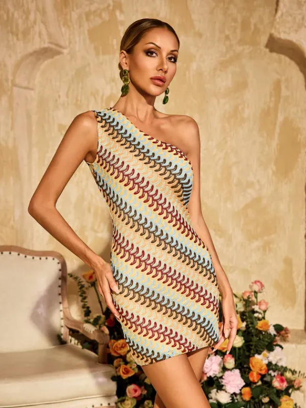 Dresses|Mini Dresses*Mew Mews Fashion Yvoryth One Shoulder Knitted Mini Dress