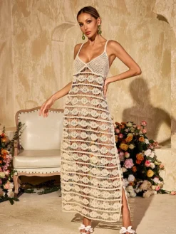 Dresses|Maxi Dresses*Mew Mews Fashion O/S Yxalira Spaghetti Cutout Knitted Maxi Dress