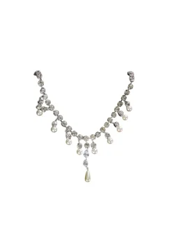 Necklaces*Mew Mews Fashion Zala Crystal Pearl Fringe Necklace