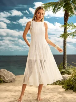 Dresses|Midi Dresses*Mew Mews Fashion Zalvryn Sleeveless Knitted Midi Dress In White