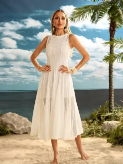 Dresses|Midi Dresses*Mew Mews Fashion Zalvryn Sleeveless Knitted Midi Dress In White