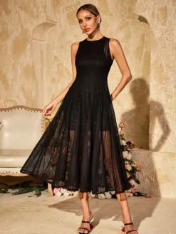 Dresses|Midi Dresses*Mew Mews Fashion Zalvryn Sleeveless Knitted Midi Dress In Black
