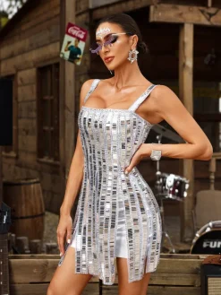 Embellishment|Dresses*Embellishment Zaryah Spaghetti Embellished Mini Dress
