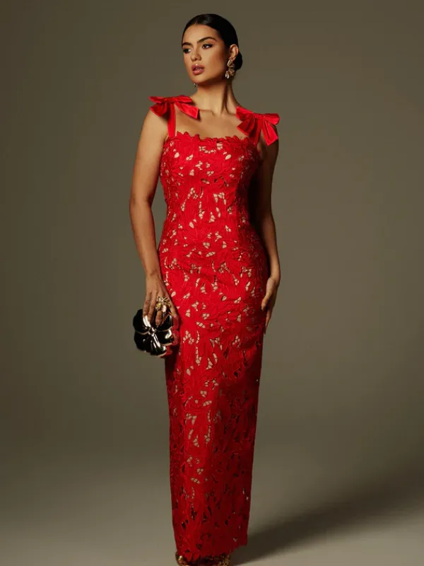Dresses|Maxi Dresses*Mew Mews Fashion Zerrin Bow Floral Maxi Dress