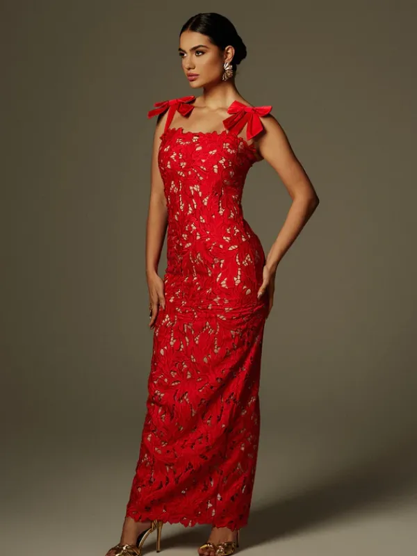 Dresses|Maxi Dresses*Mew Mews Fashion Zerrin Bow Floral Maxi Dress
