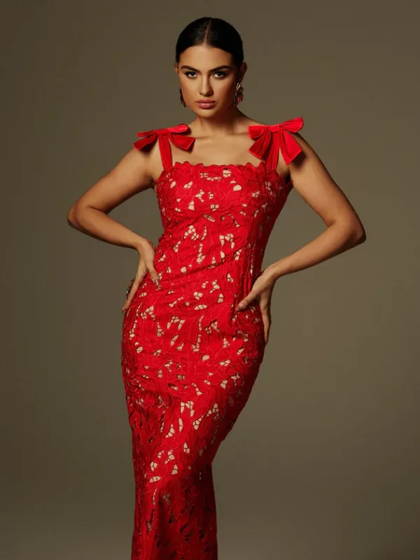 Dresses|Maxi Dresses*Mew Mews Fashion Zerrin Bow Floral Maxi Dress