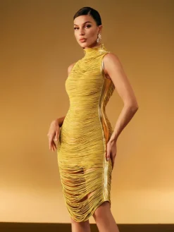 Dresses|Midi Dresses*Mew Mews Fashion Zulekha High Neck Fringe Midi Dress