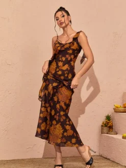 Dresses*Mew Mews Fashion Zuri Ruffle Floral Printed Maxi Dress
